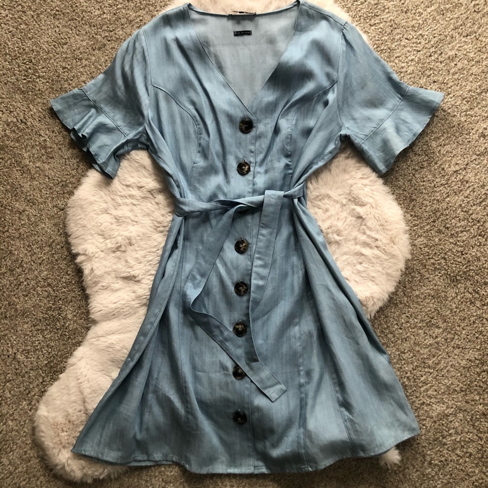 Blue Denim Button Miss Me Dress